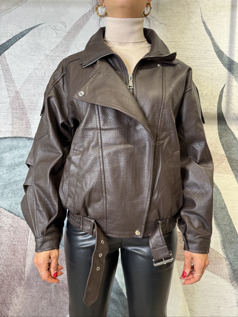 Bomber ecopelle marrone