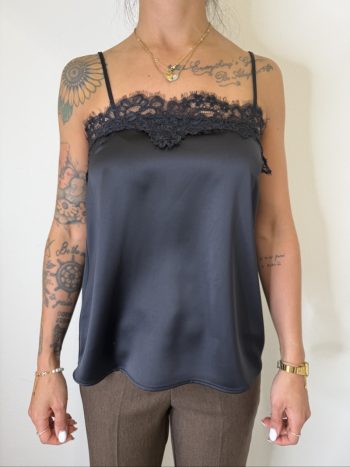 TOP SATIN PIZZO NERO IMPERIAL