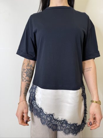 maglia con satin pizzo blu motel