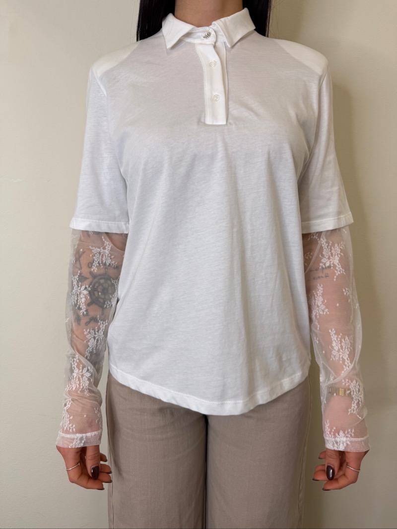 POLO MANICA PIZZO BIANCA SUSYMIX