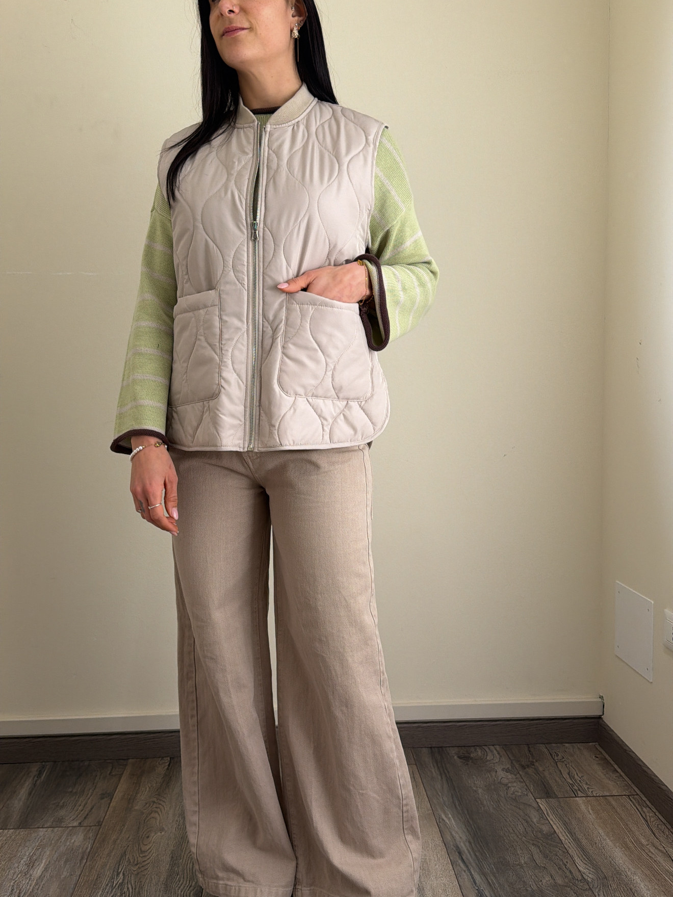 gilet trapuntato beige susymix