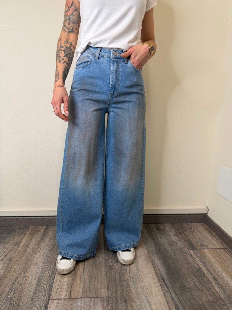JEANS WIDE LEG LAVAGGIO SPORCATO SUSYMIX