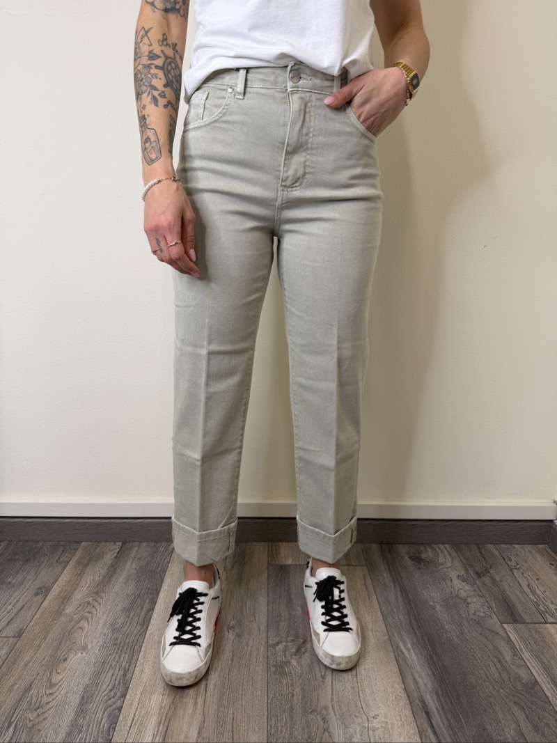 JEANS RISVOLTO VERDE SUSYMIX