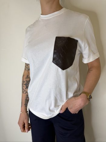 t shirt bottega tasca eco pelle intrecciata