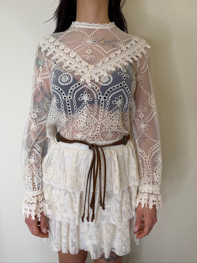 maglia ricamata semi trasparente motel