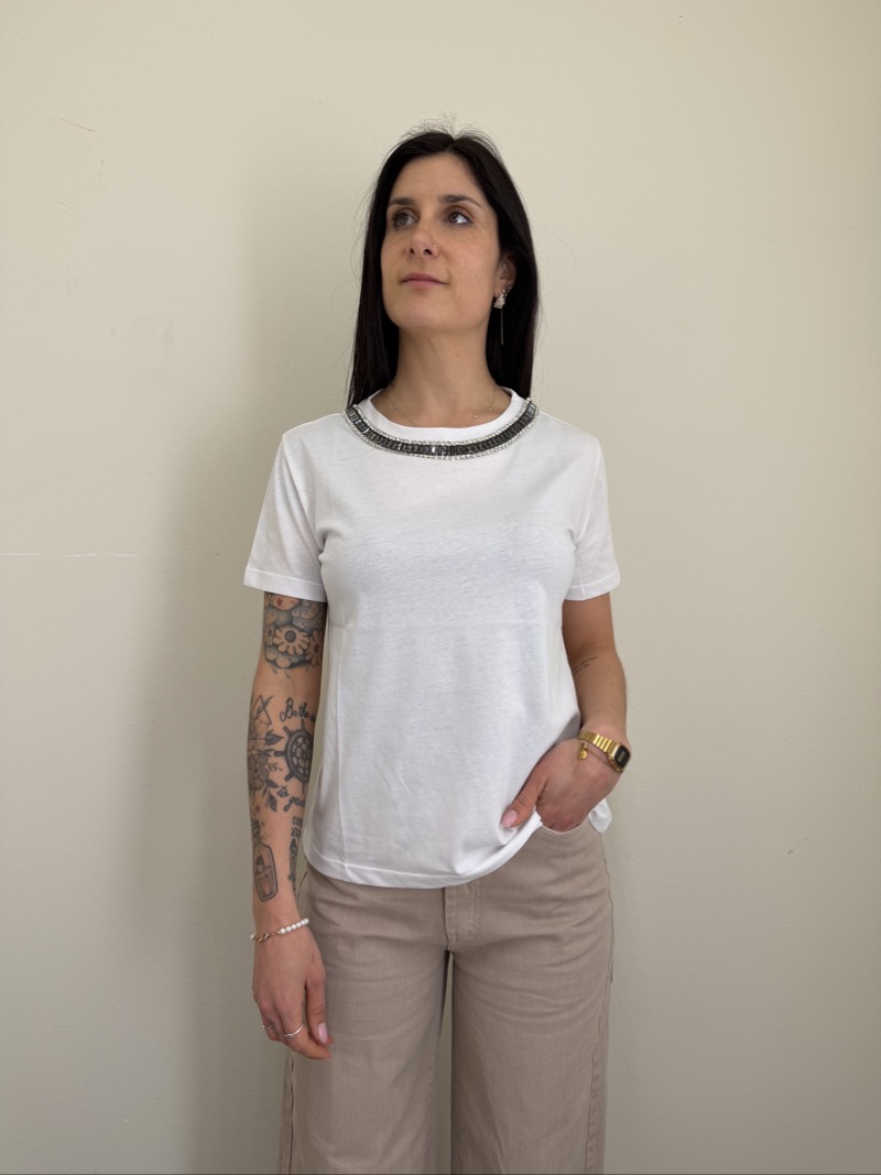 T SHIRT BIANCA STRASS PRANI