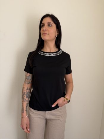 t shirt nera strass piani