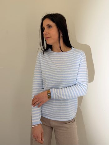 MAGLIA RIGA CELESTE/BIANCO ENDI