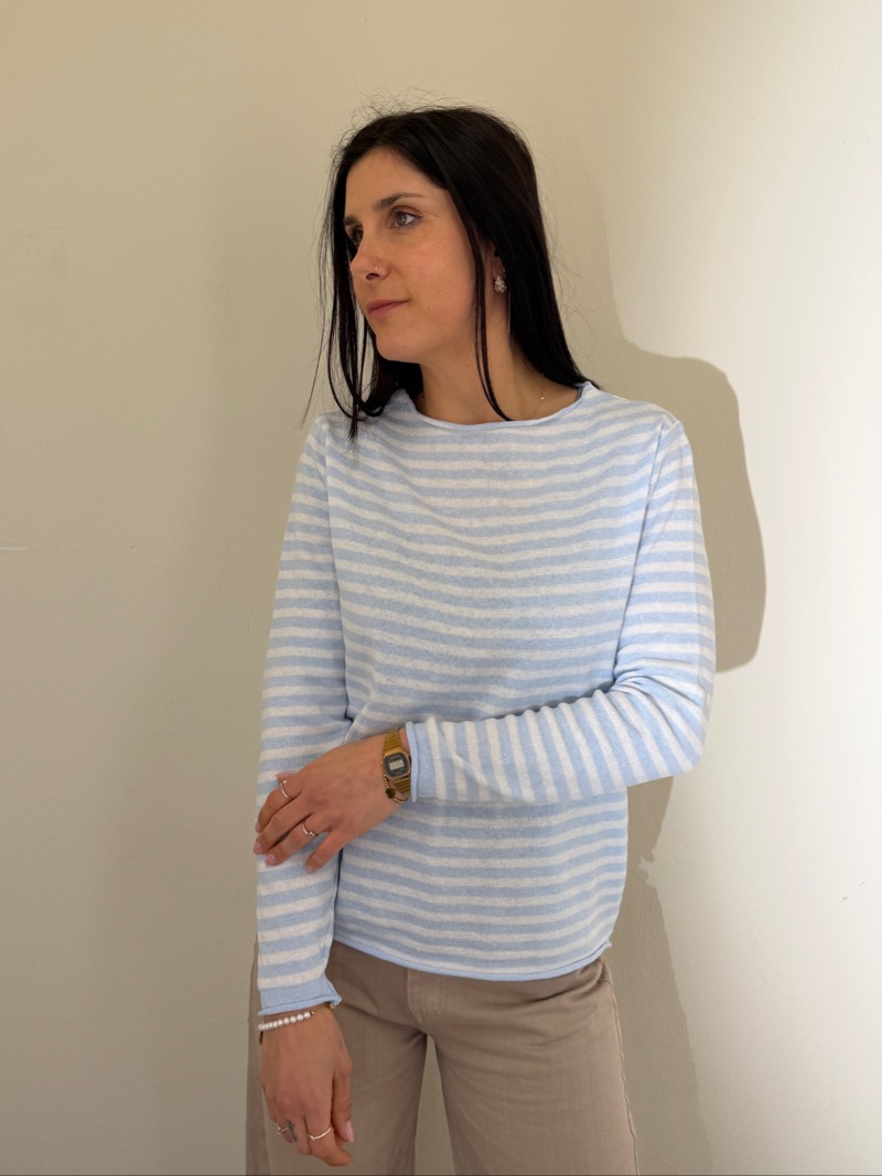 MAGLIA RIGA CELESTE/BIANCO ENDI