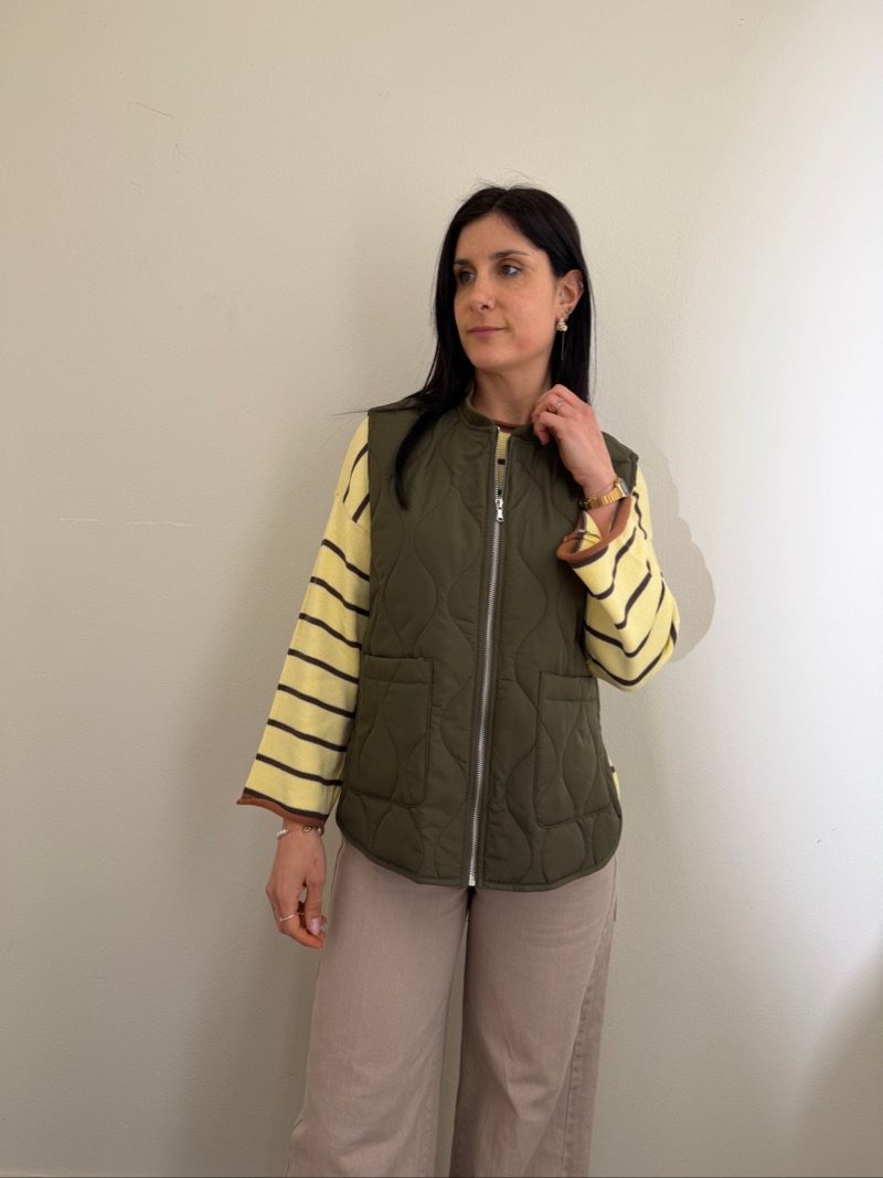 gilet trapuntato verde militare susymix