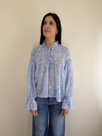 CAMICIA CELESTE RICAMATA SUSYMIX