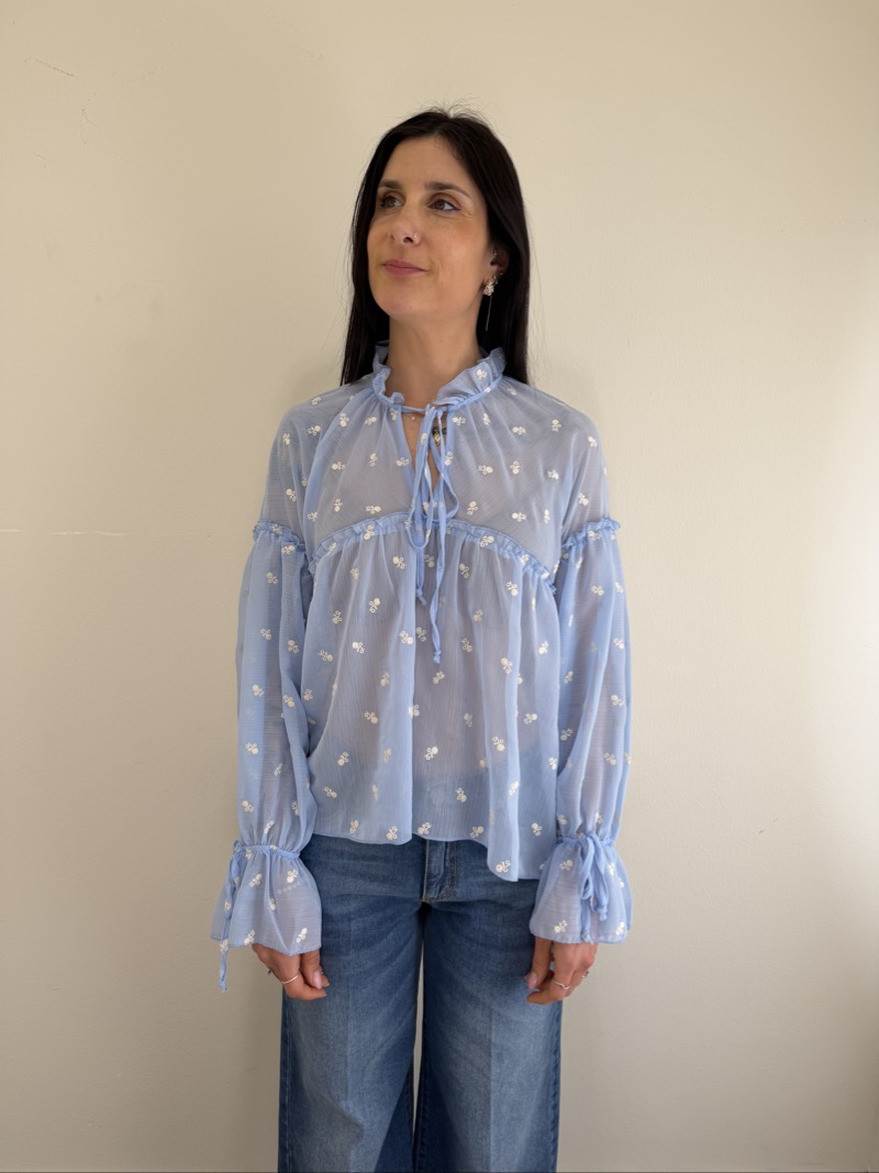 CAMICIA CELESTE RICAMATA SUSYMIX