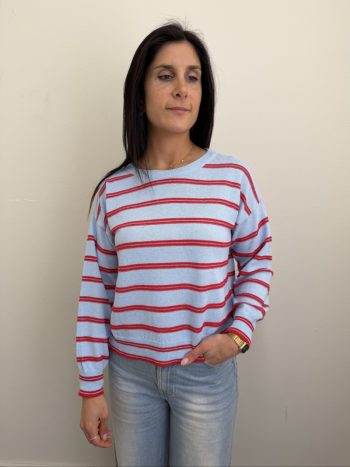 maglia riga celeste rosso motel