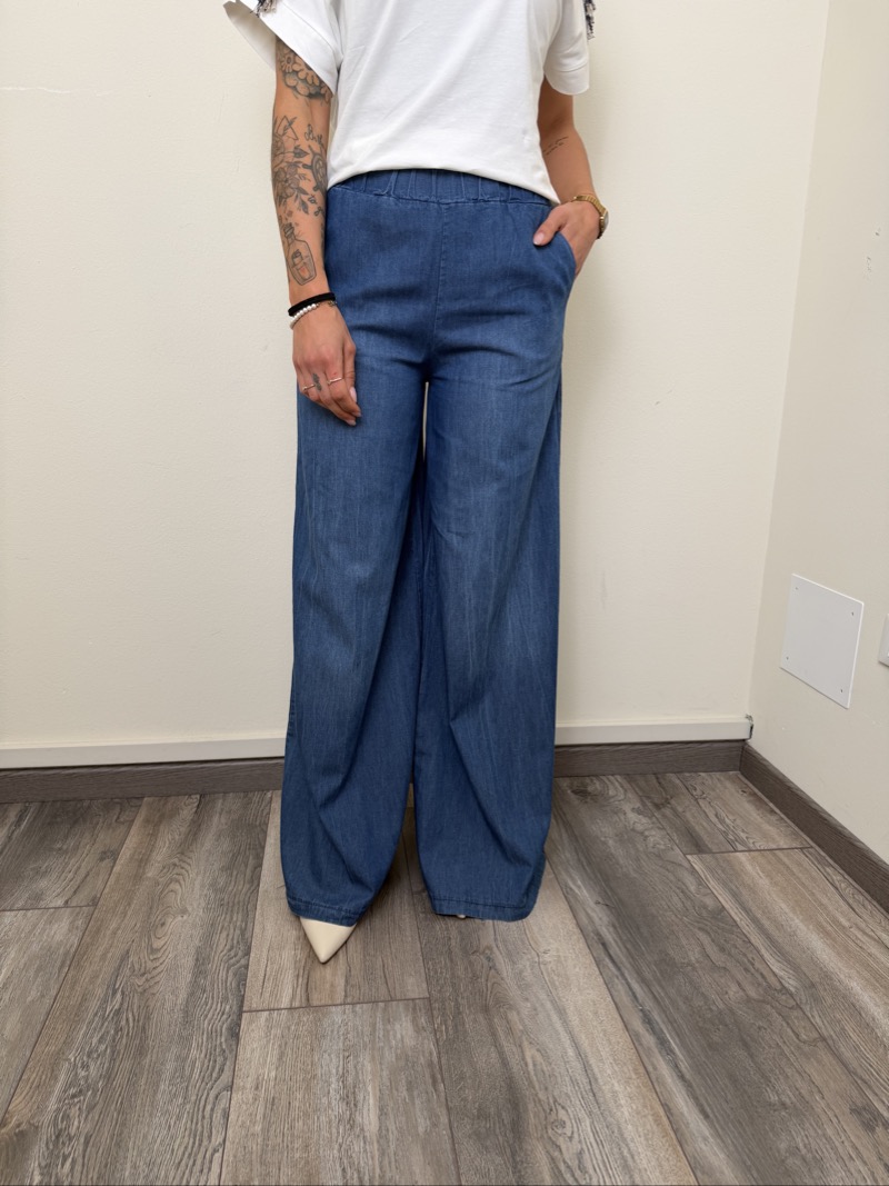 pantalone palazzo cotone denim susymiix