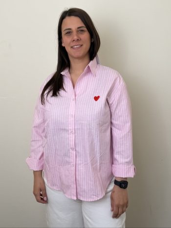 camicia fucsia bacchettina burro cuore ricamato endi