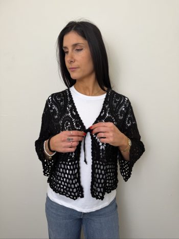 cardigan lacci crochet nero susymix