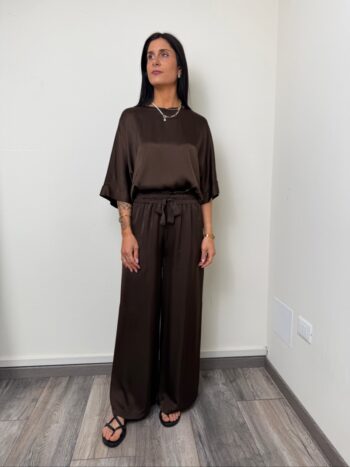 pantalone palazzo satin moro motel