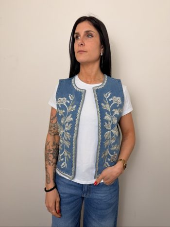 GILET DENIM RICAMI ENDI