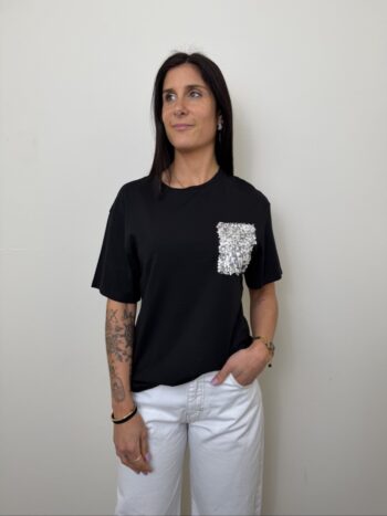 T SHIRT NERA TASCA PAILLETTES SUSYMIX