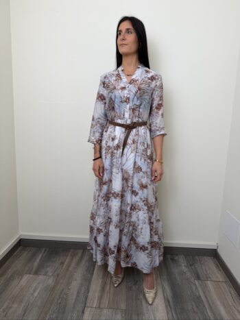 ABITO FLOREALE CELESTE MARRONE SUSYMIX