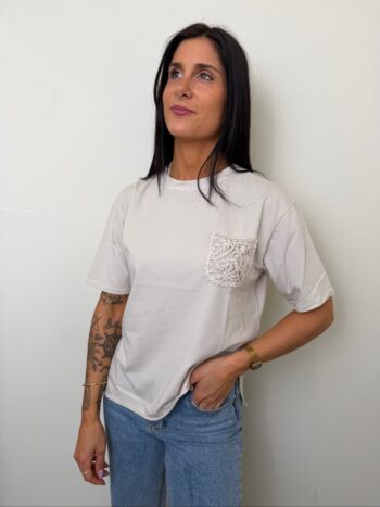 t shirt taschino crochet sabbia susymix