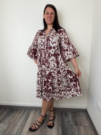 vestito balze floreale vino susy star