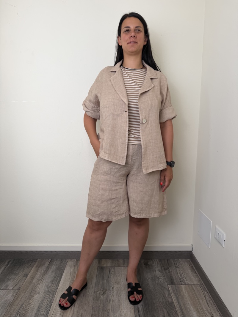 GIACCA LINO BEIGE SUSY STAR