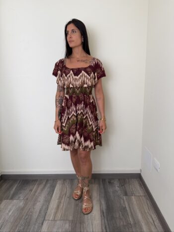 abito corto con elastico fantasia vino susymix