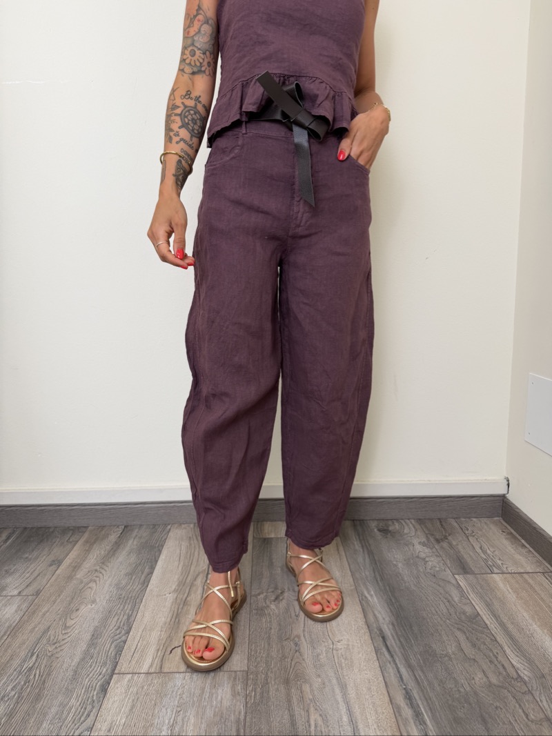 PANTALONE LINO BARREL FICO SUSYMIX