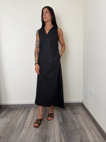abito cotone colletto nero susymix