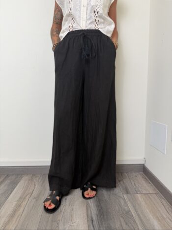 pantalone palazzo lino nero motel