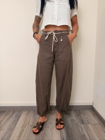 pantalone stellina lino moro susymix