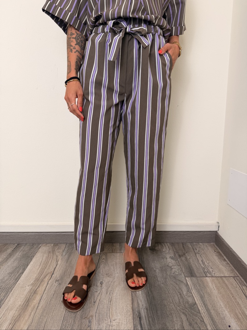pantalone riga viola fango motel