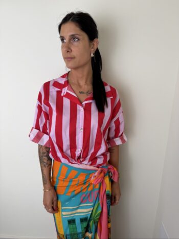 camicia riga rosa rosso susymix
